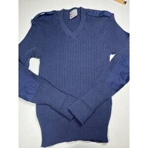 Vintage Brigade Quartermasters Sweater Mens 46 Blue Military The Wooly Pully